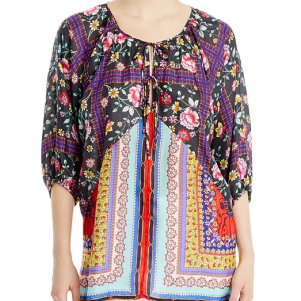 Johnny Was Lookout Electra Silk Printed Tunic Women's Large EUC